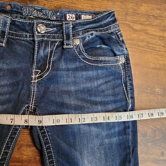 Miss Me Jeans Size 26 Cuffed Capri Fleur De Lis Low Rise Embellished - Picture 7 of 11